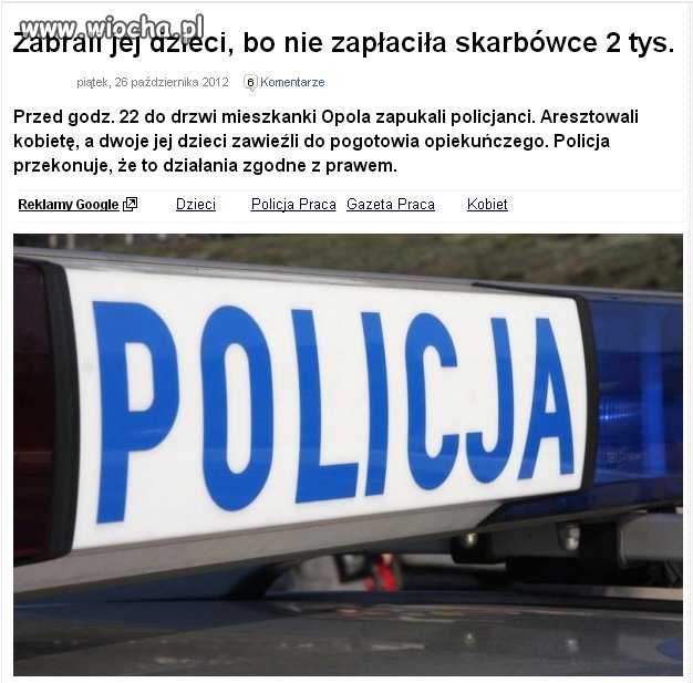 Zabrali jej dzieci, bo nie zapłaciła skarbówce...