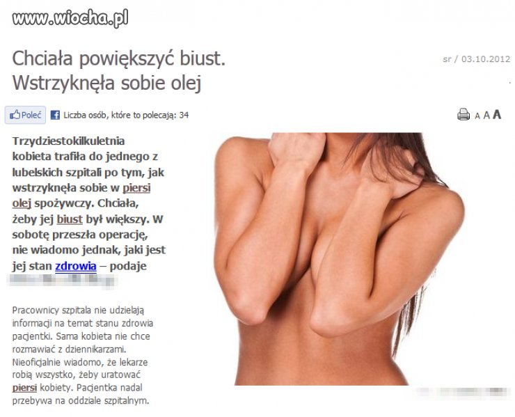 Chciała tanio powiększyć biust