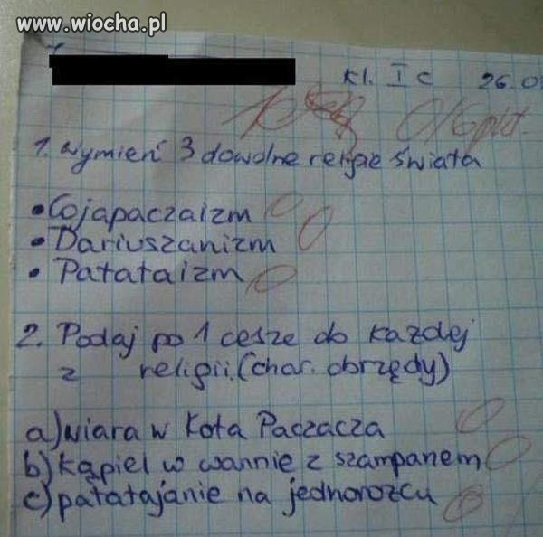 Trzy dowolne religie Świata...