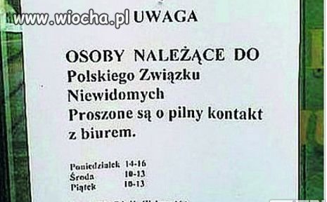 Ogłoszenie dla niewidomych