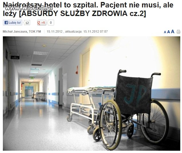 Najdroższy hotel???...to szpital