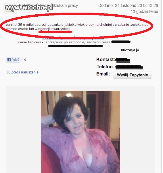 Pani szuka pracy...
