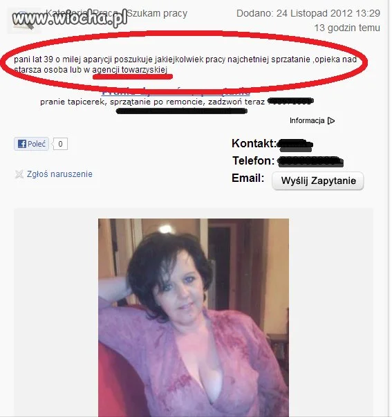 Pani szuka pracy...