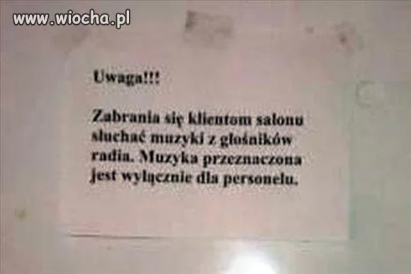 Muzyka tylko dla personelu 