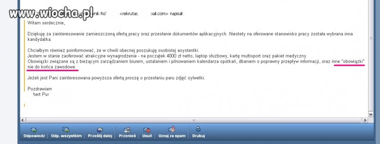 Odpowiedź na CV mojej siostry