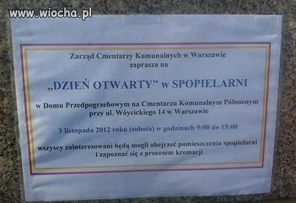 "Dzień otwarty" w Spopielarni