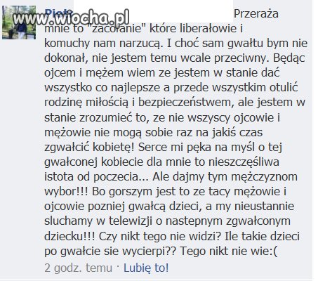 Sprzeciw wobec gwałtu zacofaniem? Nie wiem 
