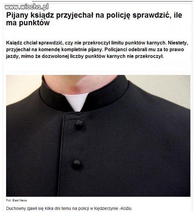 Następny pijak w sutannie za kółkiem 