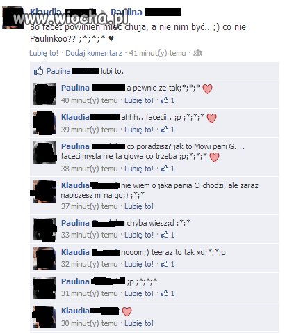 Rozmowa dwóch 15-latek na fb .