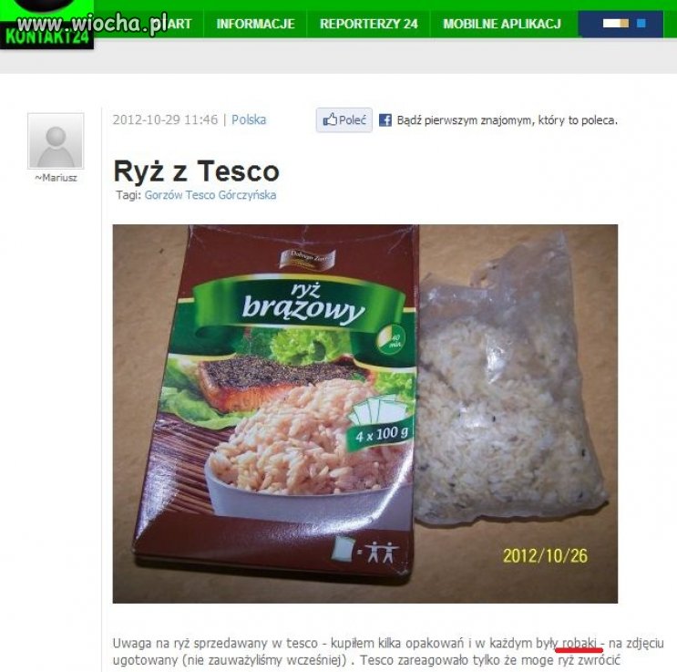 Uwaga na ryż sprzedawany w Tesco...