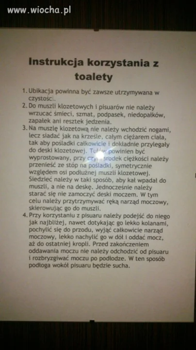 Instrukcja korzystania z WC 