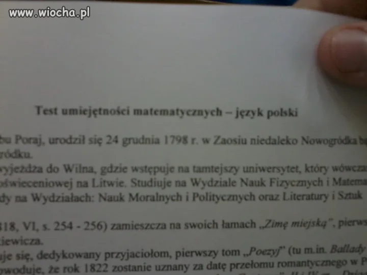 Test matematyczny na języku polskim 