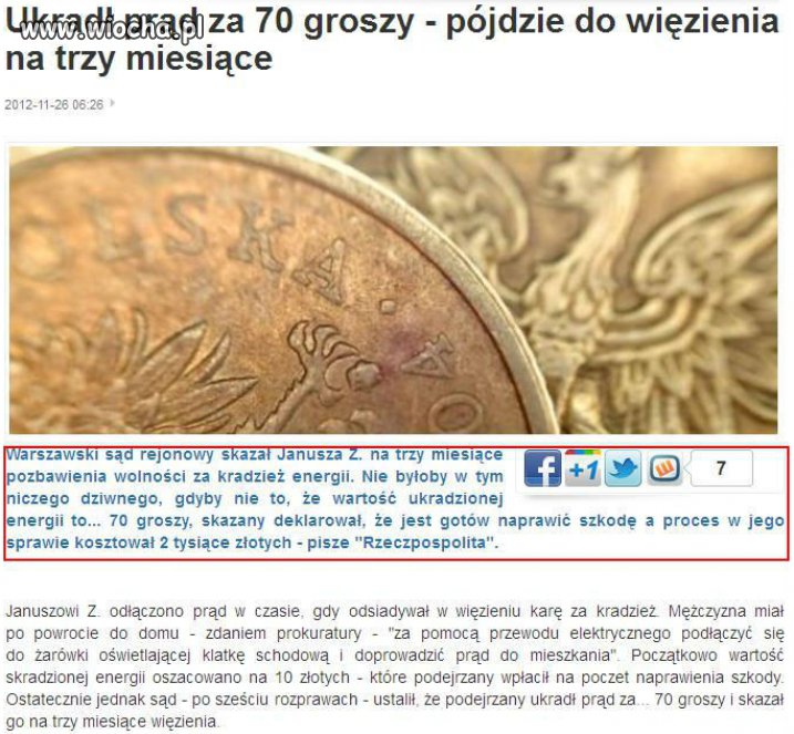 Ukradł prąd za 70 groszy...