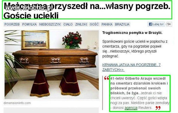 Mężczyzna przyszedł na własny pogrzeb.