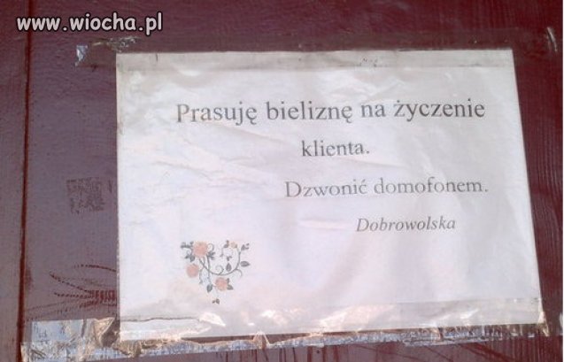 Prasuje bielizne na życzenie
