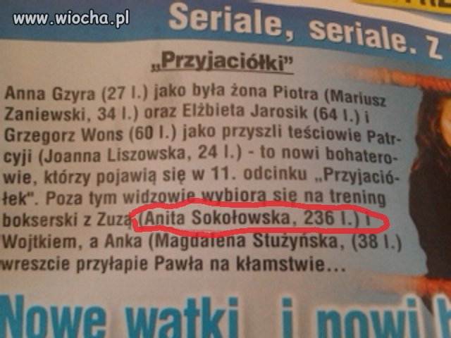 Sędziwy wiek aktorki 