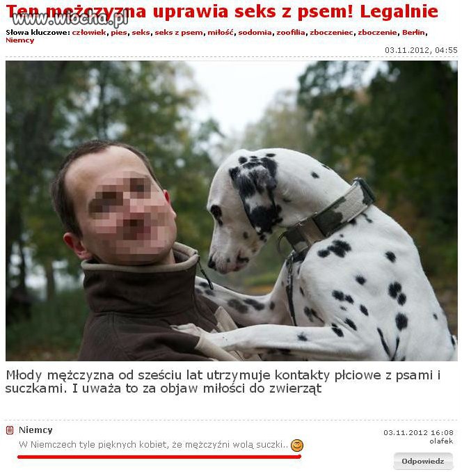 Młody mężczyzna uprawia seks ze zwierzętami...