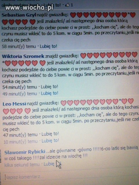 Żałosne + dziecinne i przestarzałe , wiocha na fb