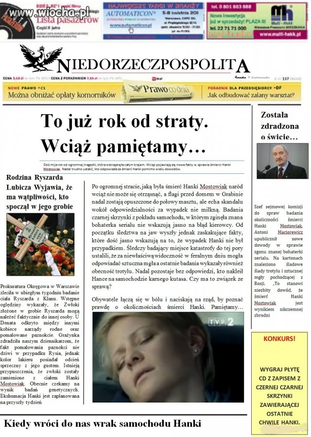 Dzisiaj mija rok od śmierci Hanki.