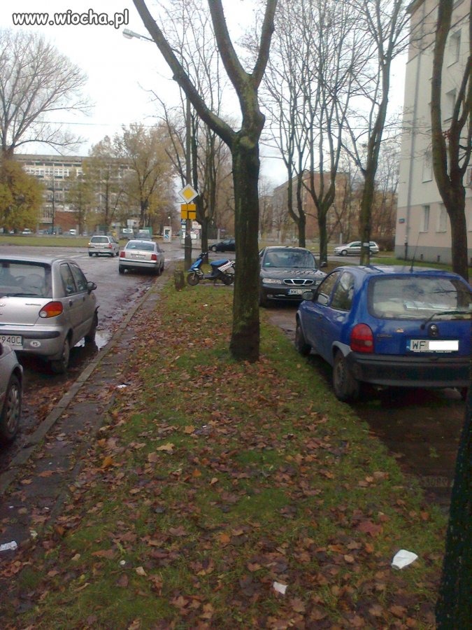 Warszawscy kierowcy parkują na chodniku