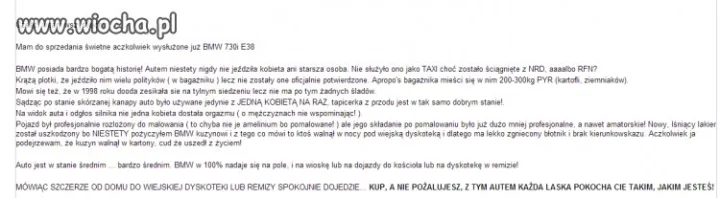 Bardzo ciekawy opis pewnej aukcji.