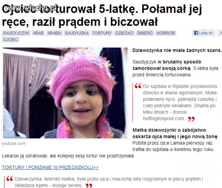Ojciec torturował 5-latkę...Bił raził prądem... 