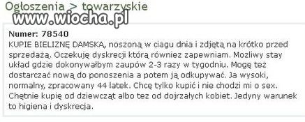Kupię używaną bieliznę