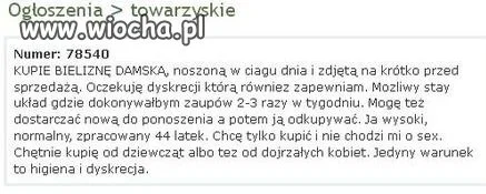 Kupię używaną bieliznę