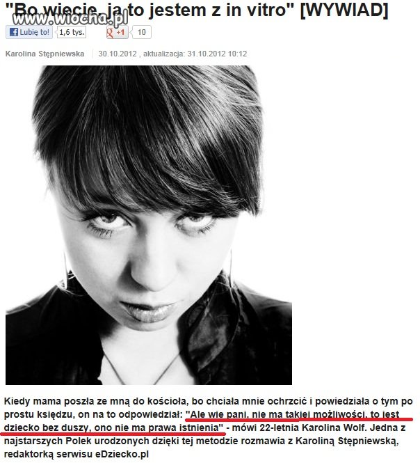 PARANOJA!!!...Dziecko z IN VITRO...nie ma duszy!!