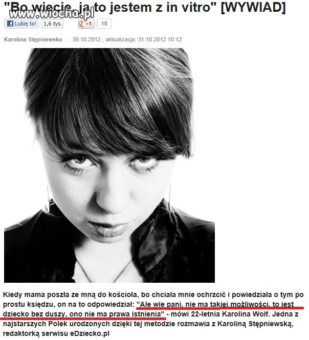 PARANOJA!!!...Dziecko z IN VITRO...nie ma duszy!!
