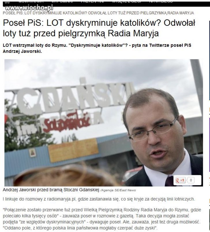 LOT dyskryminuje katolików 