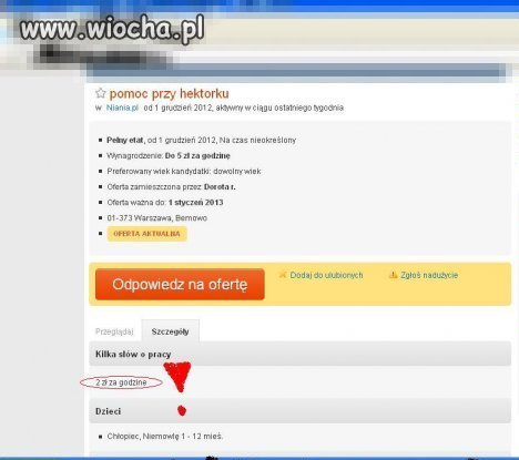 Proponowana stawka godzinowa dla niani...