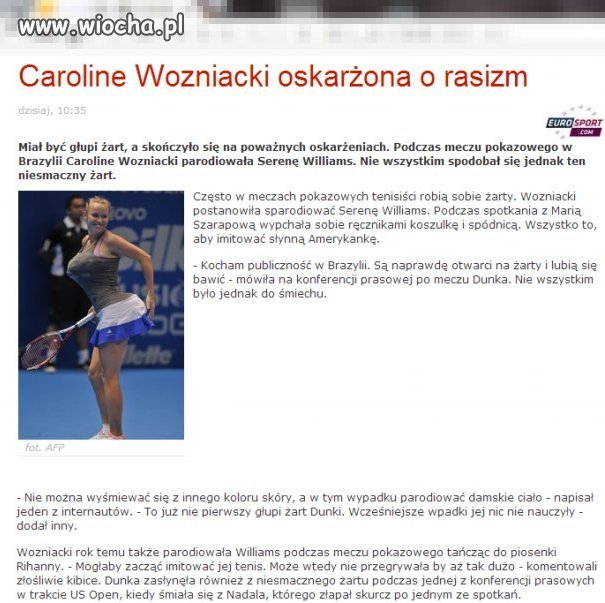 Woźniacka oskarżona o rasizm