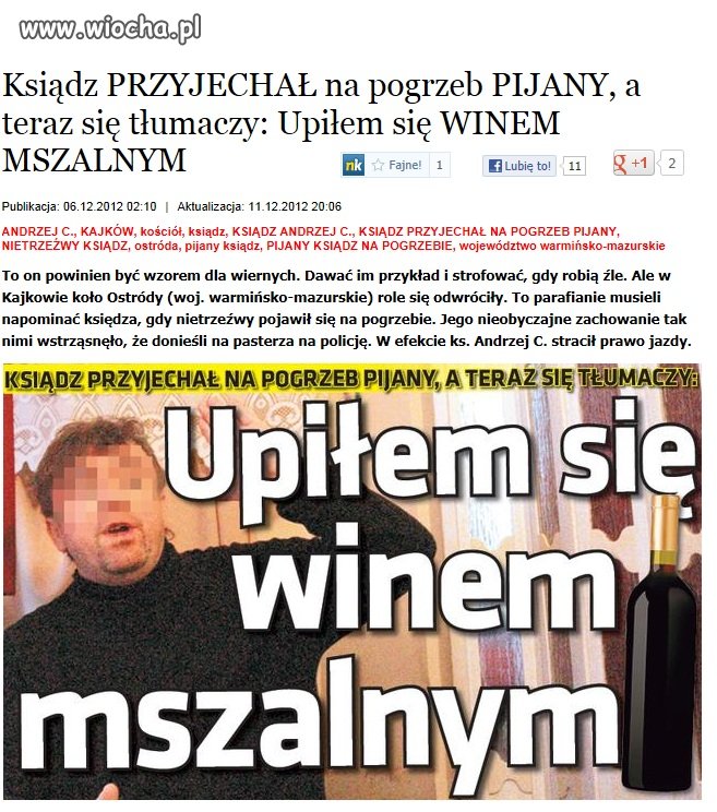 Ksiądz pijany na pogrzebie...