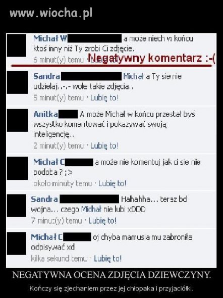 Negatywna ocena zdjęcia dziewczyny.