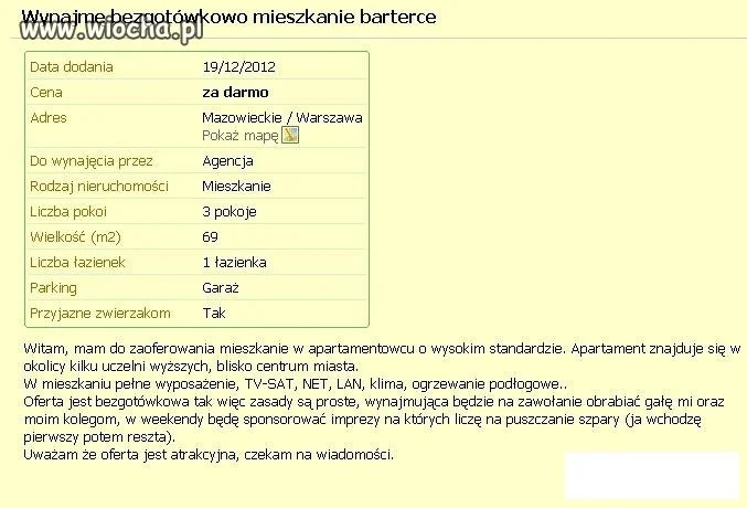 Wynajmę bezgotówkowo