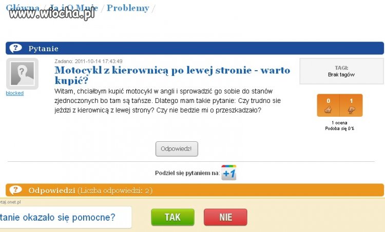Motocykl z kierownicą po lewej stronie