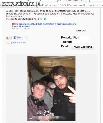 Oddam się za darmo