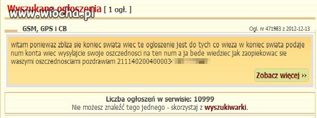 Znalezione na portalu ogłoszeniowym