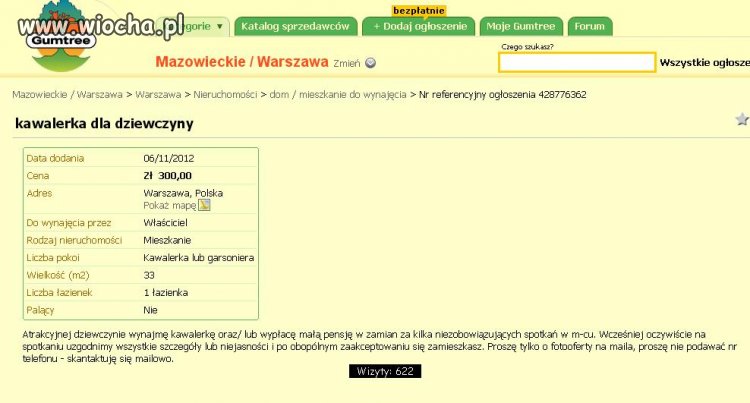 Kawalerka do wynajęcia...