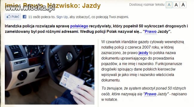 Imię: Prawo. Nazwisko: Jazdy.