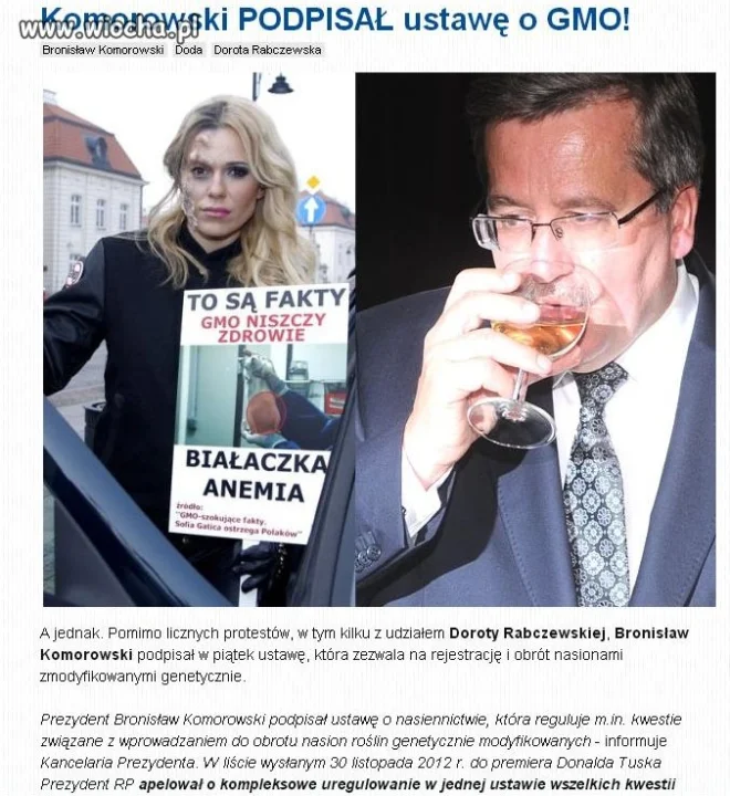 Komorowski Podpisał ustawę o GMO ..
