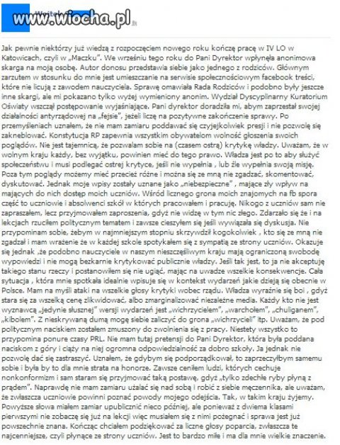 Nauczyciel zmuszony do odejścia z pracy