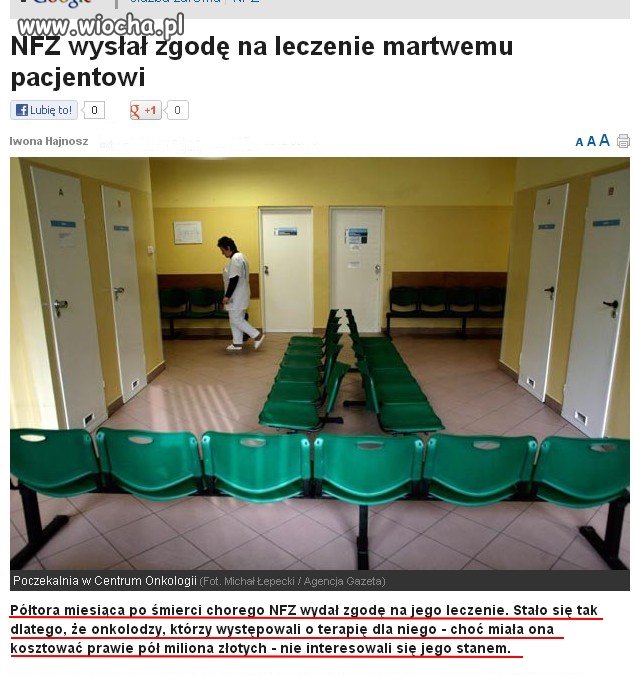 NFZ zgodził się na leczenie martwego pacjenta.