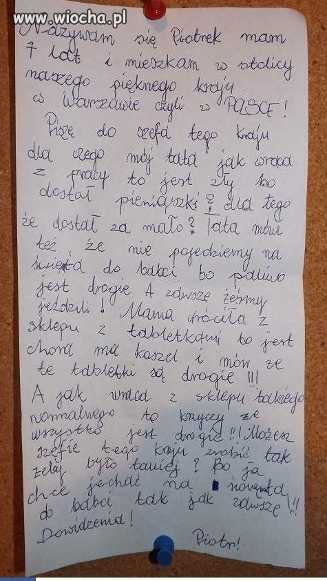 Piszę do szefa tego kraju...