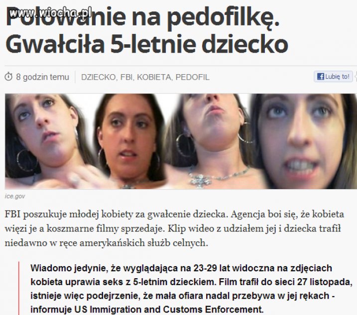 Pedofilka gwałciła 5-letnie dziecko...