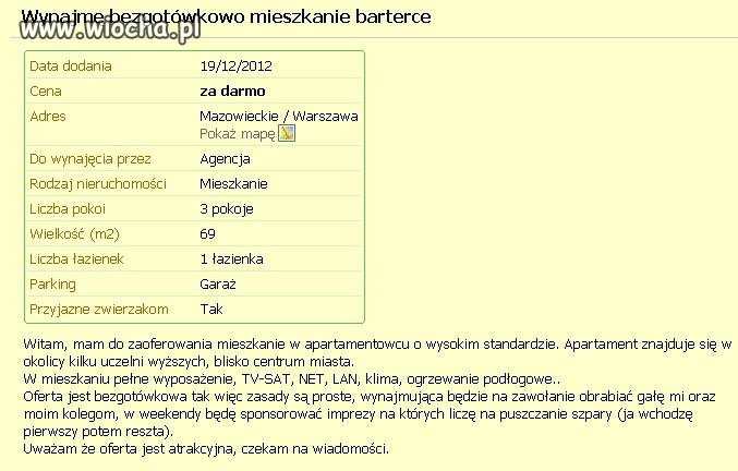 Takie ogłoszenie to wiocha