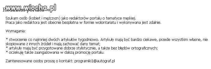 Ogłoszenie o pracę