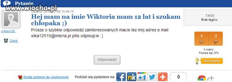 12 lat i szuka chłopaka w Internecie