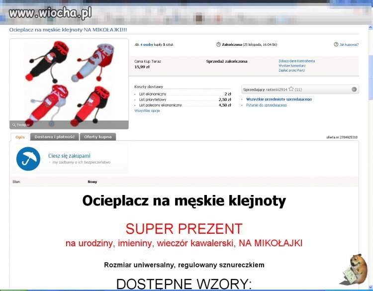 Ocieplacz na męskie klejnoty NA MIKOŁAJKI!!!